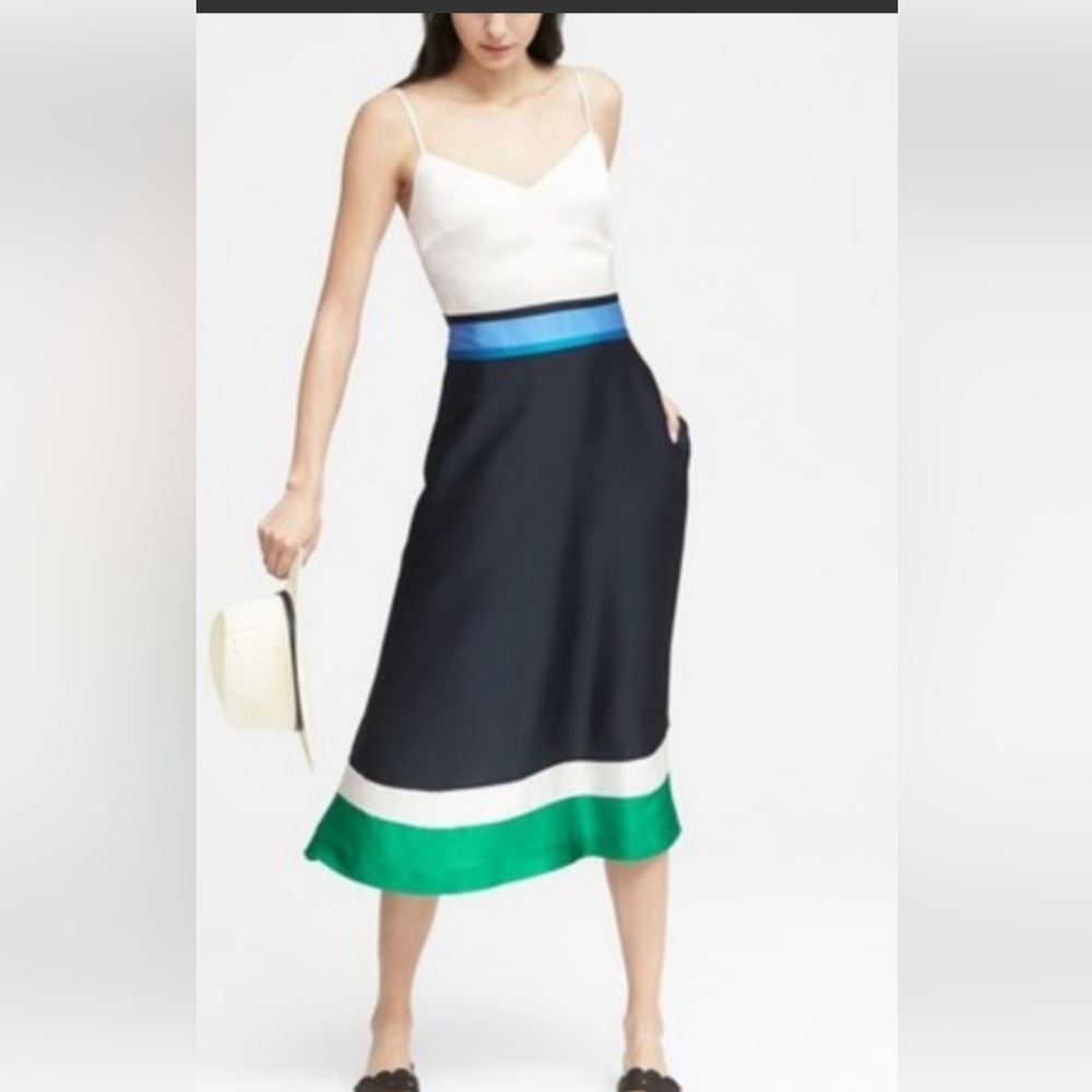 NWT Banana Republic Colorblock Midi dress with adjustable spaghetti straps sz 0